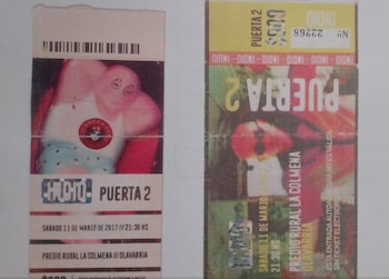 Las entradas que el joven de Castelar presentó como prueba en su demanda
