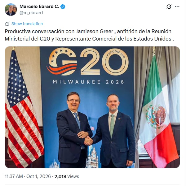 Marcelo Ebrard a través de su cuenta oficial de X. (captura de pantalla)