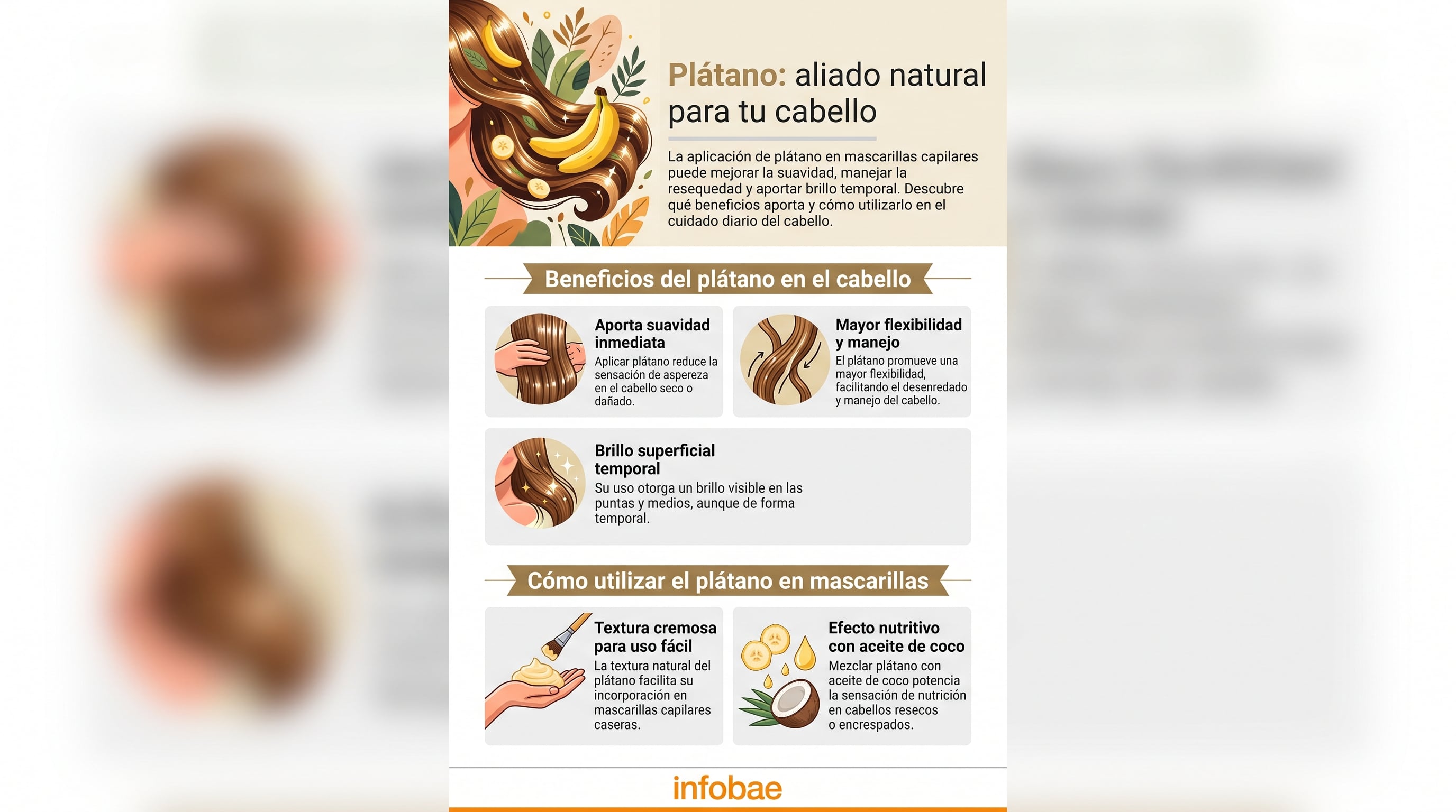 Beneficios y uso del plátano en las mascarillas para el cuidado del cabello. (Imagen Ilustrativa Infobae)