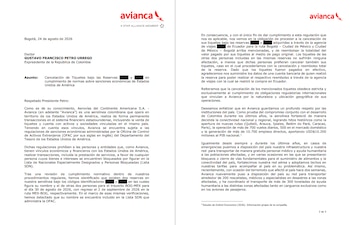 Avianca confirmó la cancelación de los tiquetes de Gustavo Petro para la ruta Bogotá-Ciudad de México por su inclusión en la lista Ofac - crédito Avianca