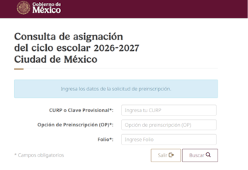 Al presionar el botón correcto, esta es la página que deben visualizar los interesados en conocer el resultado. Se puede ingresar directamente a través del link https://preinscripciones.aefcm.gob.mx:9024/gobMx/jsp/asignacion/index.jsp (Imagen Ilustrativa Gobierno de México)