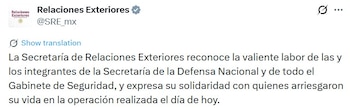 La Cancillería expresó solidaridad con