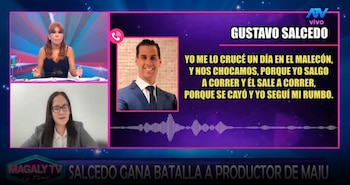 Gustavo Salcedo habría hablado de GPS y seguimiento a Christian Rodríguez en audio difundido por Magaly Medina. Captura: Magaly TV La Firme.