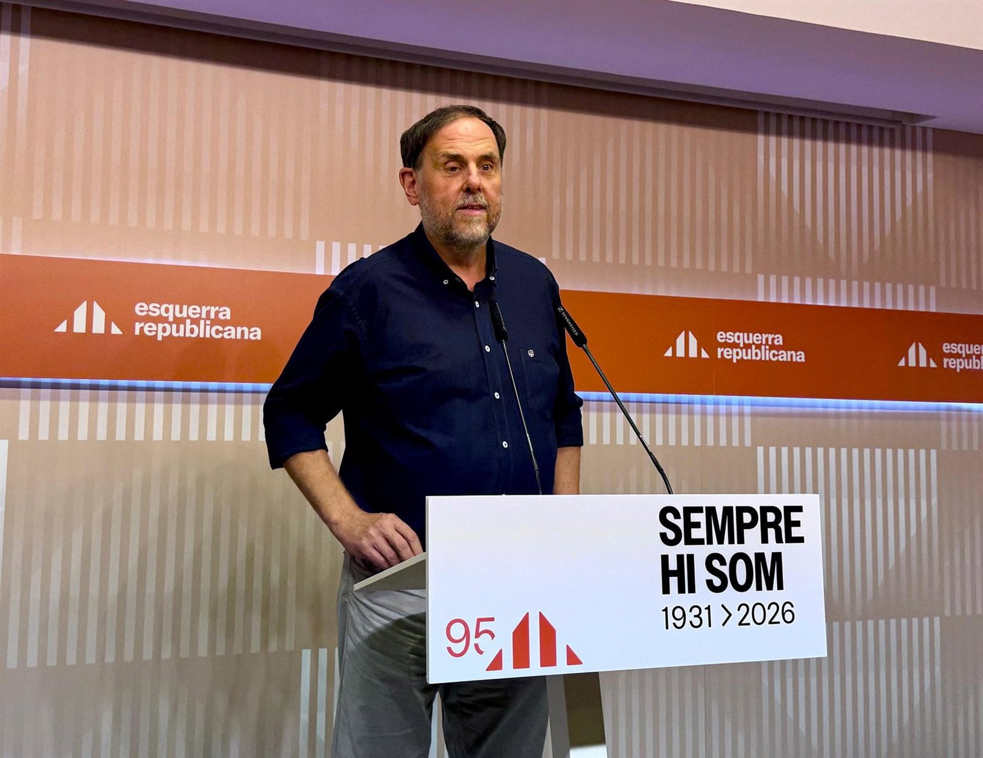31/08/2026 El presidente de ERC, Oriol Junqueras, en rueda de prensa.
POLITICA CATALUÑA ESPAÑA EUROPA BARCELONA