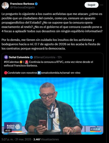 Francisco Barbosa habló sobre acusaciones