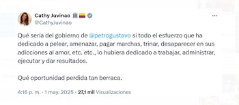 Catherine Juvinao, aludida por Petro