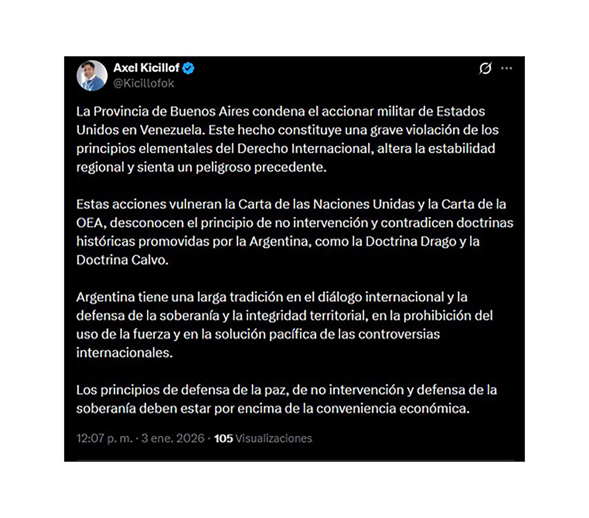 El mensaje de Axel Kicillof