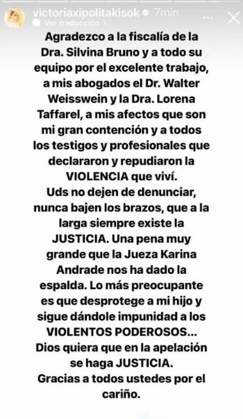 El mensaje de Vicky Xipolitakis tras perder el juicio contra Naselli