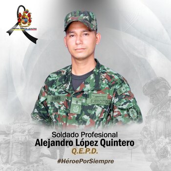El soldado profesional Alejandro López Quintero murió tras el ataque con dron, pese a la atención inmediata de los enfermeros de combate - crédito @Ejercito_Div3 / X