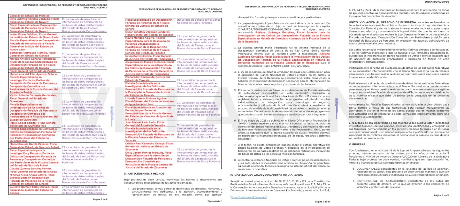 Documento de la demanda de amparo contra la fiscal general Ernestina Godoy y los 32 fiscales estatales del país. (X/@ivillasenor)