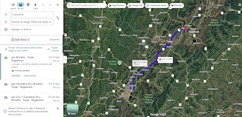 Desde Bogotá, llegar al Pantano de Vargas por carretera toma entre 3,5 y 4 horas, con acceso también en bus local desde Paipa - crédito Google Maps