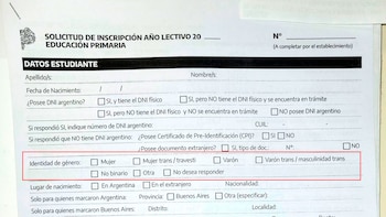 Foto: el formulario de inscripción