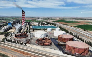 Una vista de dron muestra