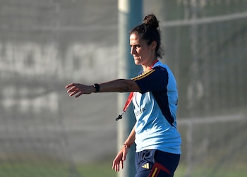 Montse Tomé en un entrenamiento