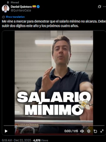 Daniel Quintero aseguró que el