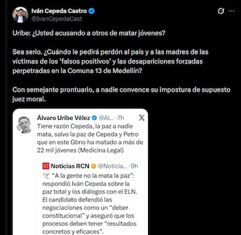 Iván Cepeda - crédito @IvanCepedaCast/X
