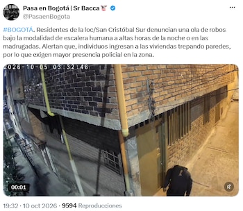 Vecinos de San Cristóbal Sur denuncian robos con “escalera humana” - crédito @PasaenBogota/X