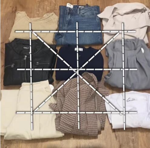 Un ejemplo visual de cómo dividir las prendas de ropa. (TikTok: @emmomoda)