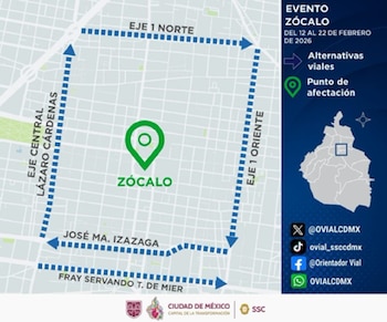 Cierre vial evento Zócalo CDMX