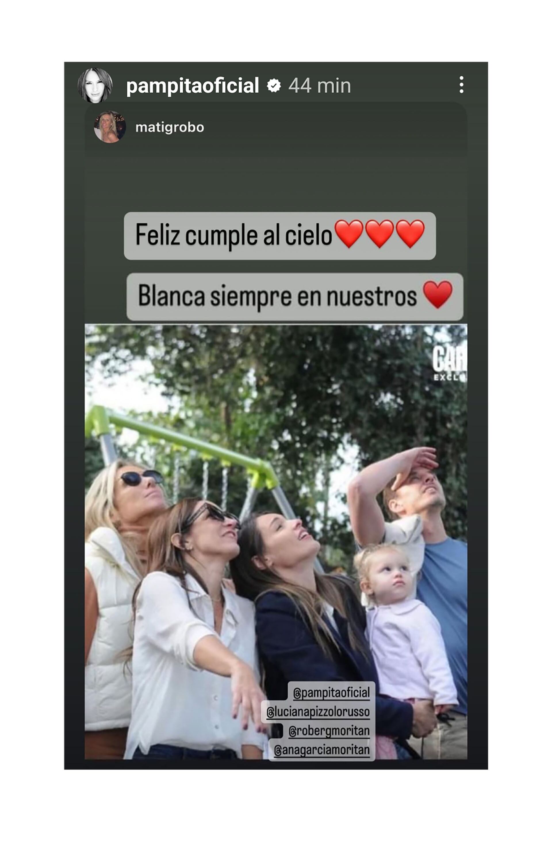 Pampita y Benjamín y el recuerdo para Blanca