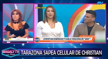 Magaly cuestiona defensa de Karla Tarazona a Christian Domínguez y habla de nuevos métodos de engaño. Captura: Magaly TV La Firme.