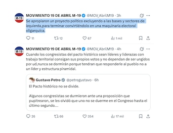 M-19 cuestionó a Petro y el Pacto Histórico