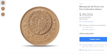 moneda Calendario. Mercado Libre