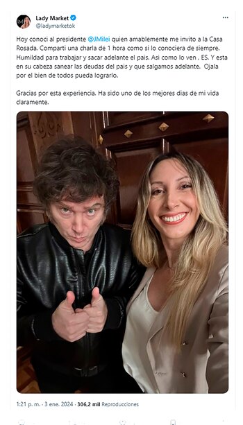 La publicación de la influencer