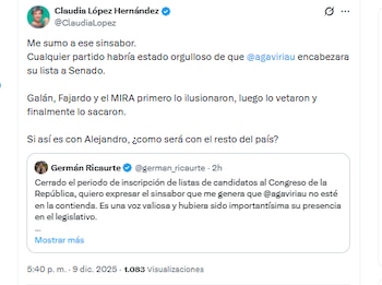Claudia López Hernández rechazó el