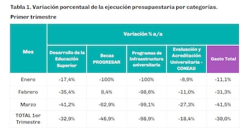 Variación porcentual de la ejecución