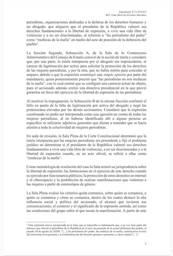 Las integrantes del tribunal recordaron el impacto de los comentarios presidenciales en la vida y seguridad de quienes cubren la información, instando a una responsabilidad mayor desde la función pública - crédito Corte Constitucional