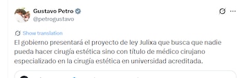 Gustavo Petro anunció el proyecto de ley ‘Yulixa’ - crédito @petrogustavo/X