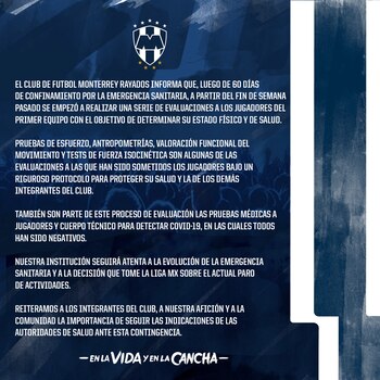 La organización de Monterrey reportaron