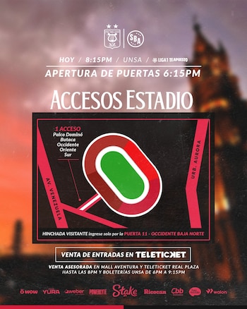 Accesos a la UNSA para el Melgar vs Sport Boys. - Crédito: Difusión