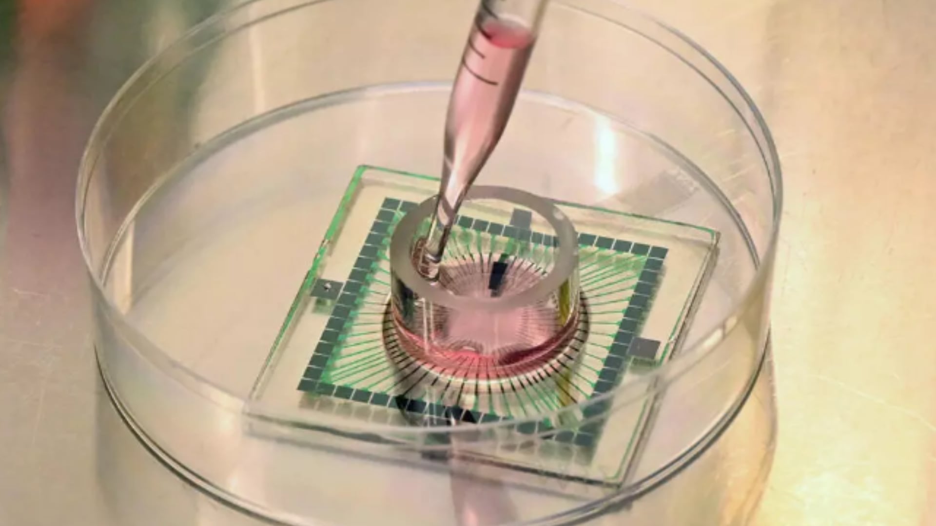El chip CL1 utiliza células cerebrales humanas para interactuar con videojuegos en tiempo real. (William West/AFP)