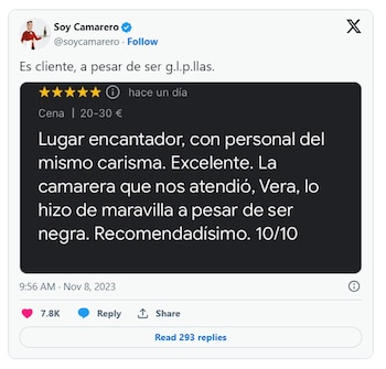 La polémica reseña compartida por