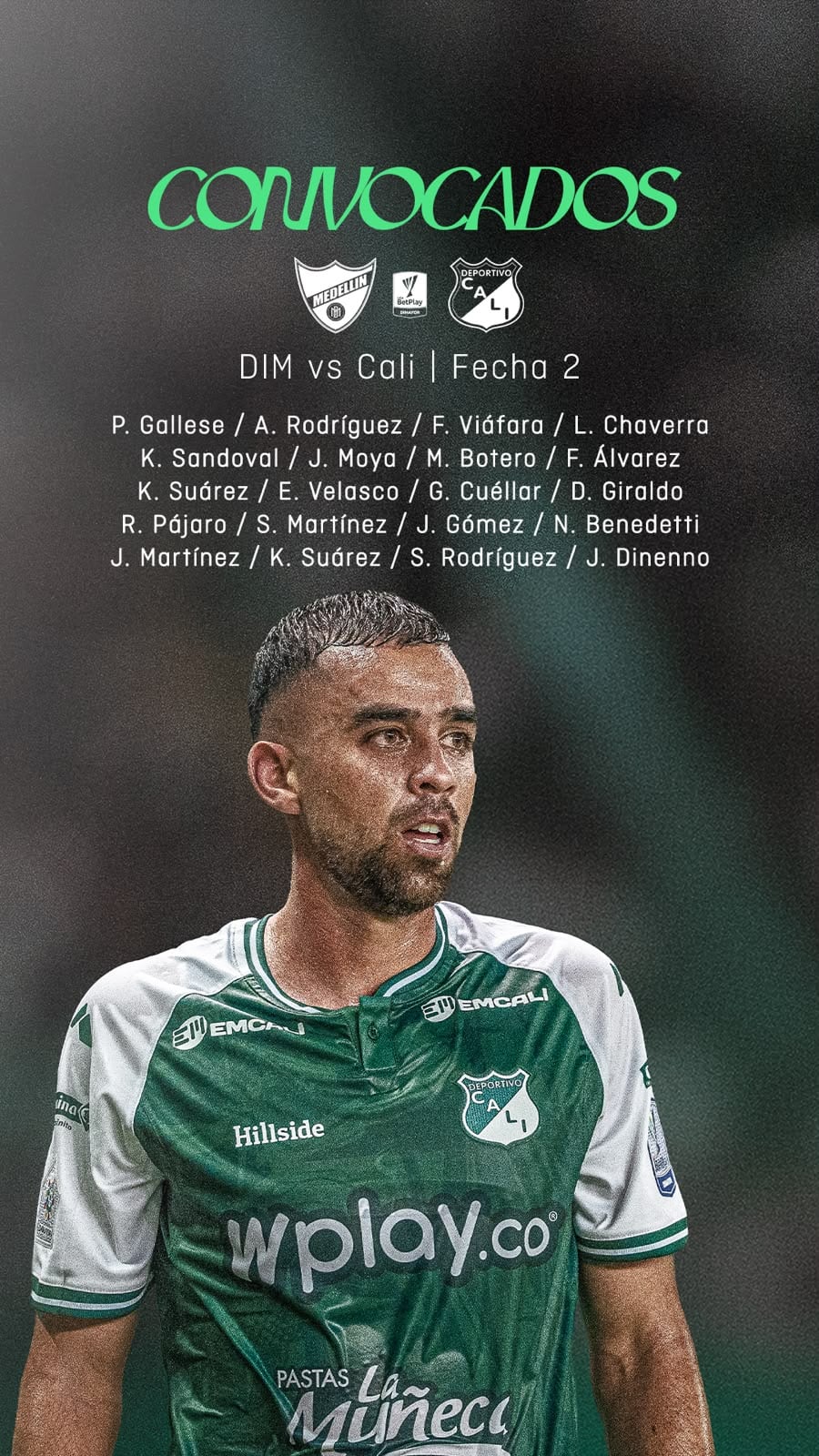 Este es el grupo de jugadores que tendrá Rafael Dudamel para su visita a la capital antioqueña-crédito Jefatura de Prensa Deportivo Cali