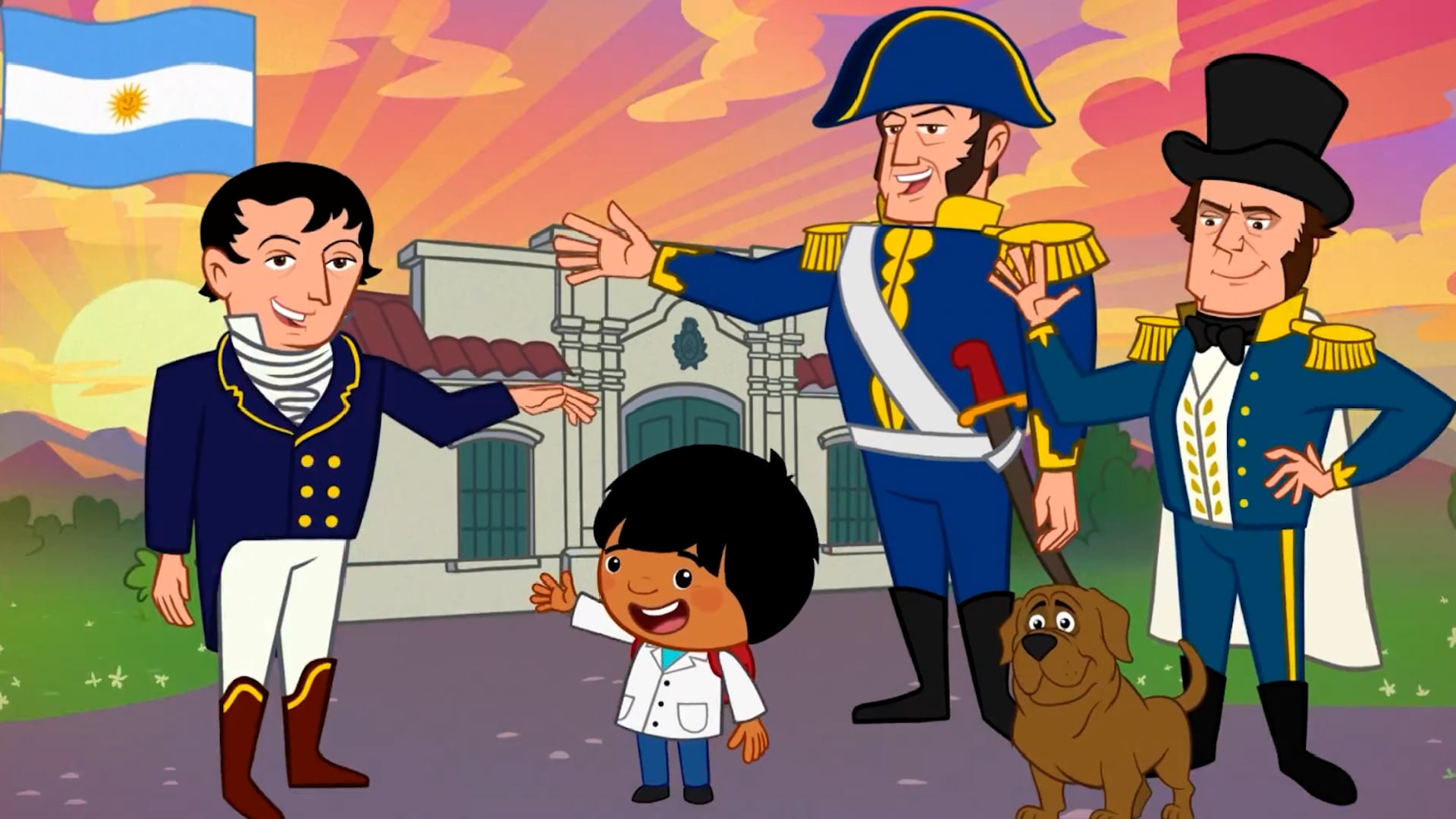 El nuevo diseño de Zamba, rodeado de próceres