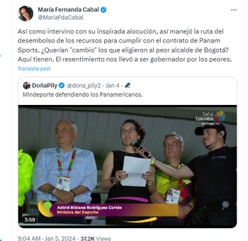 María Fernanda Cabal arremetió contra