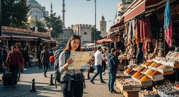 Una viajera con mochila y