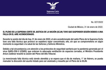 La SCJN suspende la discusión