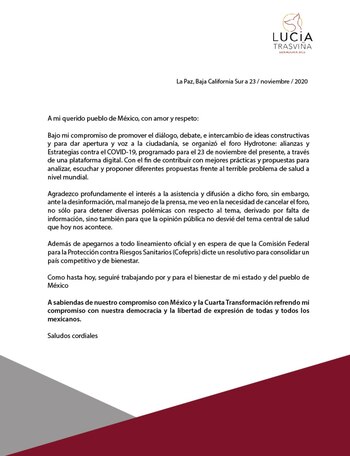 La senadora Trasviña emitió un