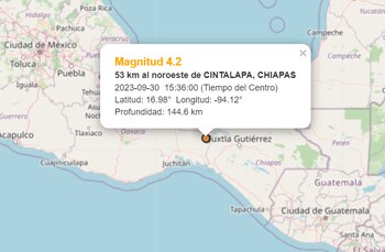Sismo en Cintalapa, Chiapas 4.2