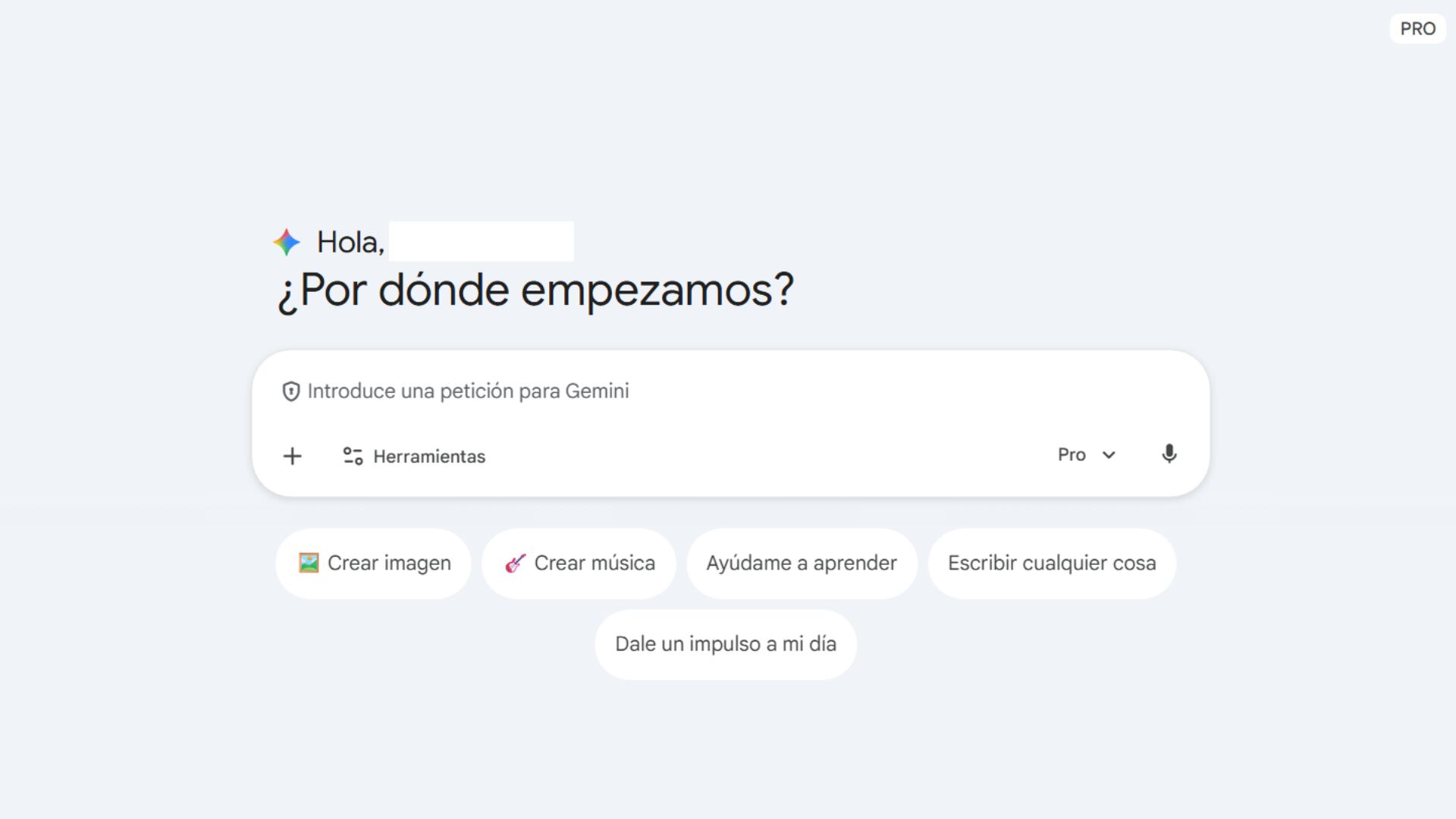 Interfaz de Gemini Pro.
(gemini.google.com)