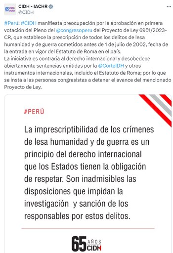 CIDH pide al Congreso de