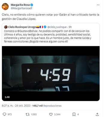 Margarita Rosa De Francisco cuestiona