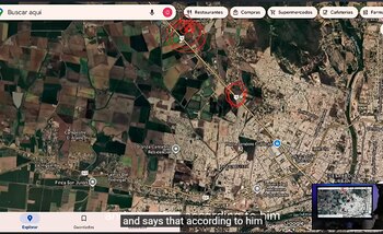 En el mapa se ve la gasolinera y más adelante el lugar de la reunión a la que supuestamente fue Cuén Ojeda. Habrían ido a un camino contrario para cargar combustible, señalan. (Captura de pantalla)