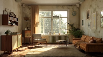 Diseño ecléctico, estanterías llenas, decoración acogedora, jarrones, decoración romántica, lámparas clásicas, cojines florales, cuadros vintage - (Imagen Ilustrativa Infobae)