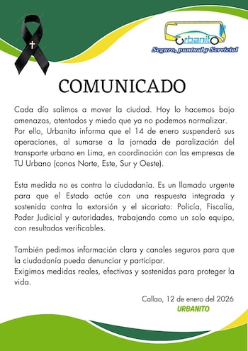 Comunicado de El Urbanito.