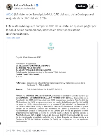 La senadora Paloma Valencia aseguró